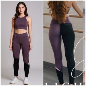 Zyia Active Large 8-10 Light N Tight Joker Leggings Purple Black Pink